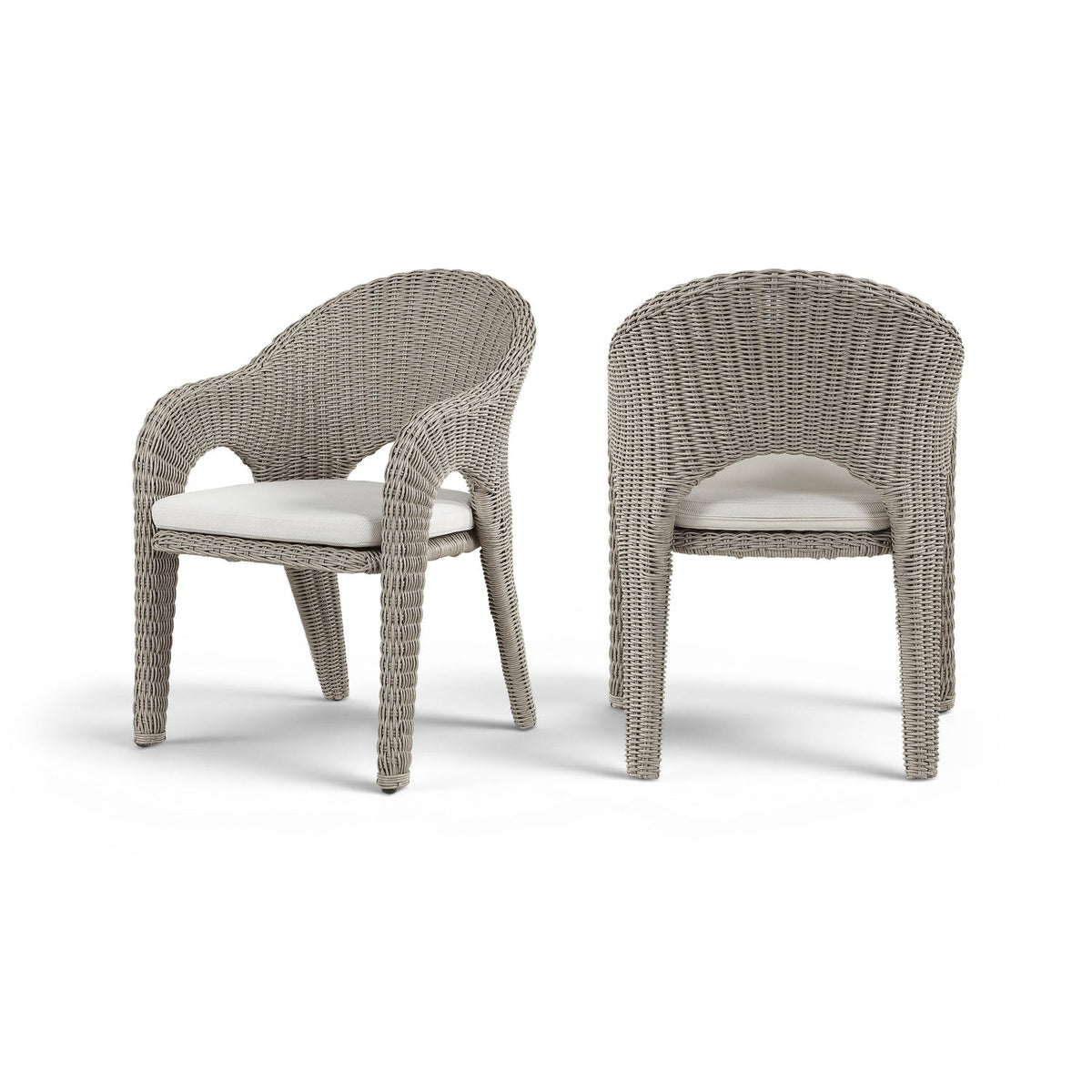 Seacrest Taupe Olefin Water Resistant Fabric And Wicker Outdoor Patio Dining Chair
