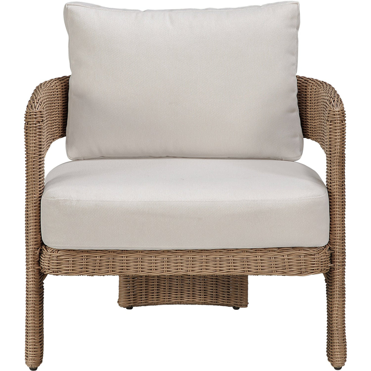 Sandbay Beige Olefin Water Resistant Fabric And Wicker Outdoor Patio Accent Chair