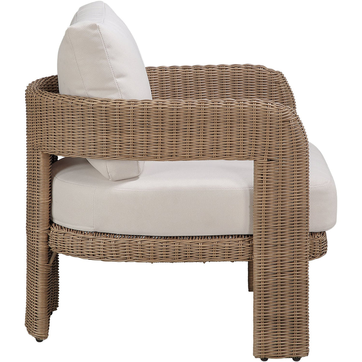 Sandbay Beige Olefin Water Resistant Fabric And Wicker Outdoor Patio Accent Chair