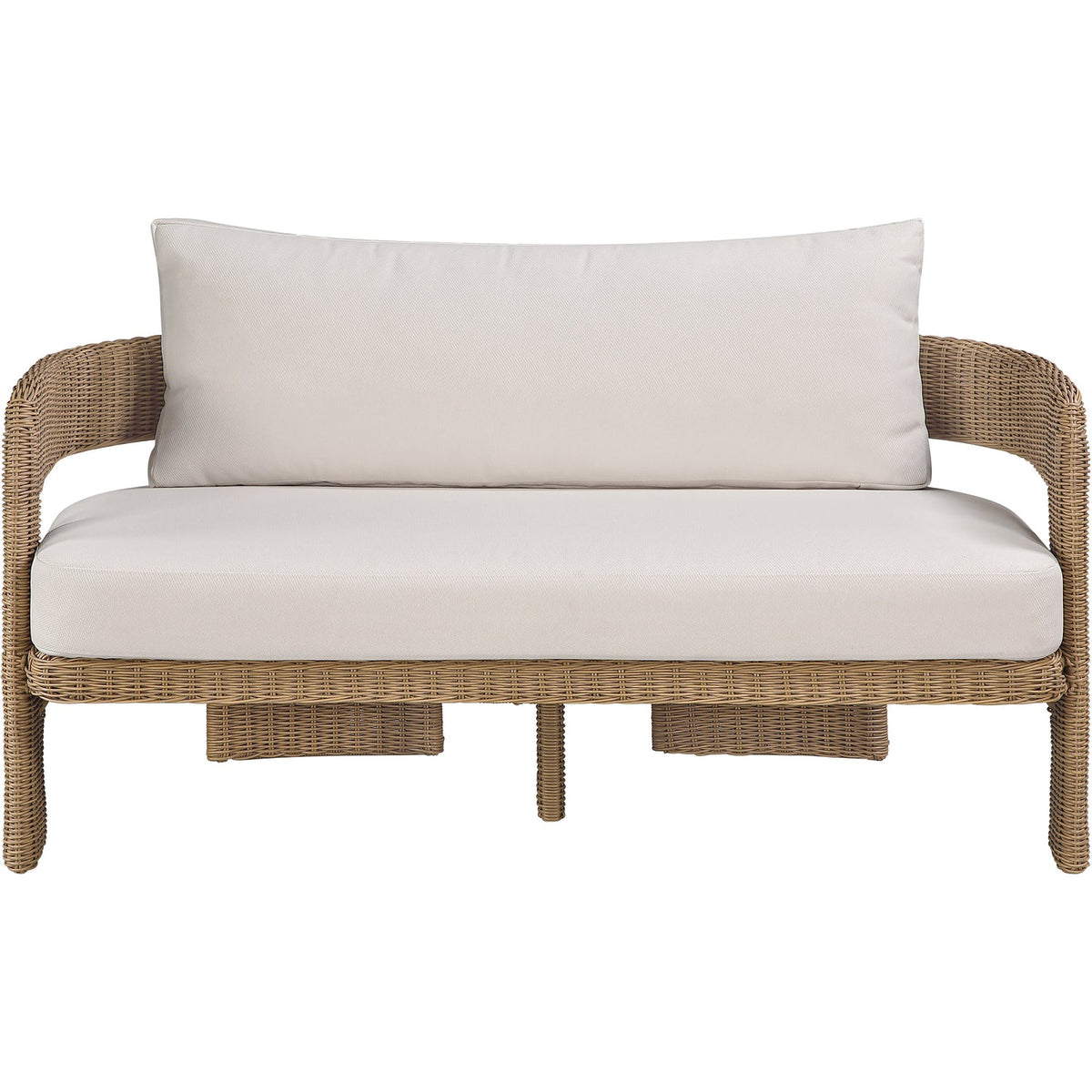 Sandbay 61.5in Beige Olefin Water Resistant Fabric And Wicker Outdoor Patio Loveseat