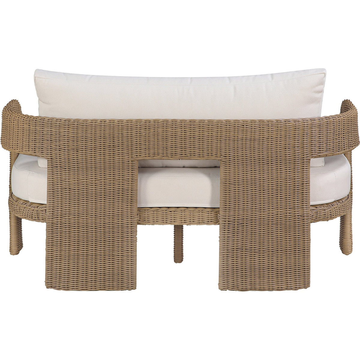 Sandbay 61.5in Beige Olefin Water Resistant Fabric And Wicker Outdoor Patio Loveseat