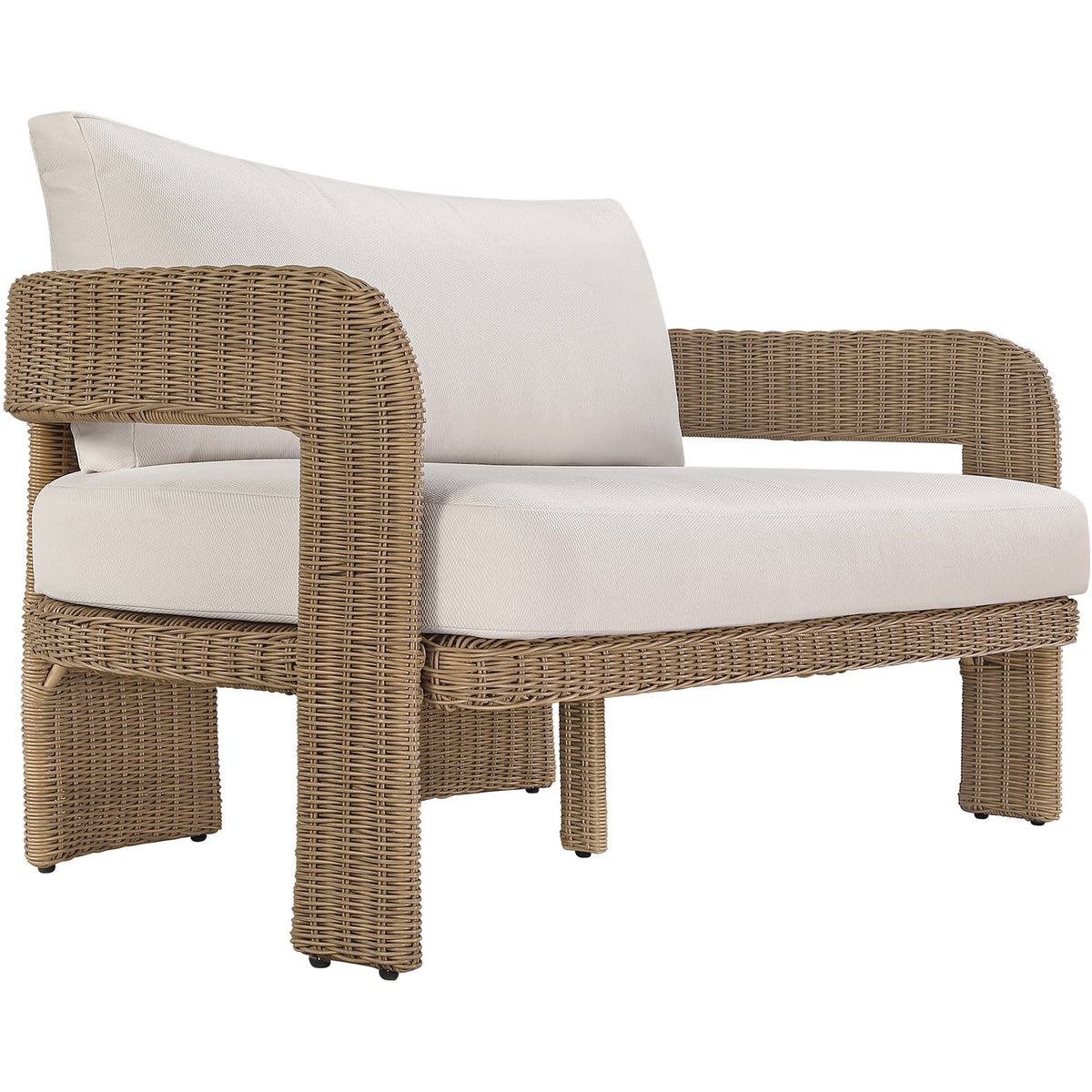 Sandbay 61.5in Beige Olefin Water Resistant Fabric And Wicker Outdoor Patio Loveseat