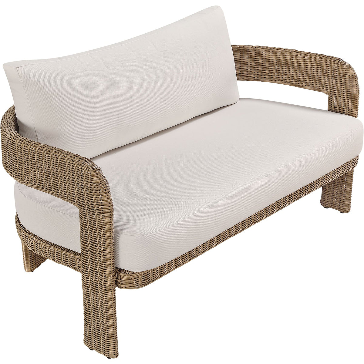 Sandbay 61.5in Beige Olefin Water Resistant Fabric And Wicker Outdoor Patio Loveseat
