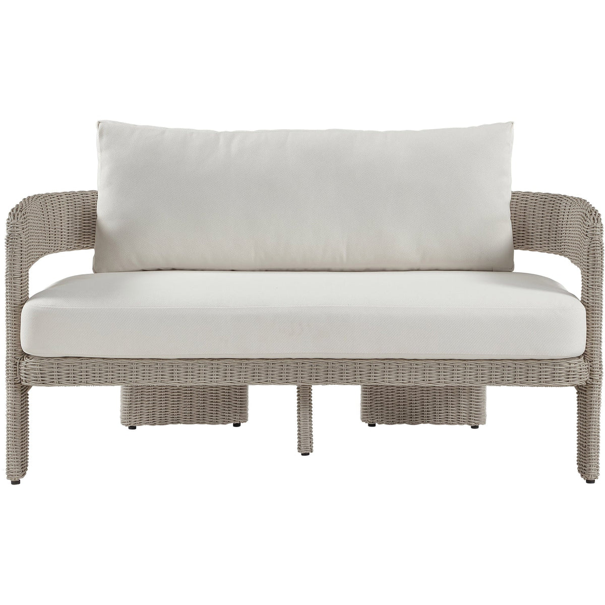 Sandbay 61.5in Cream Olefin Water Resistant Fabric And Wicker Outdoor Patio Loveseat