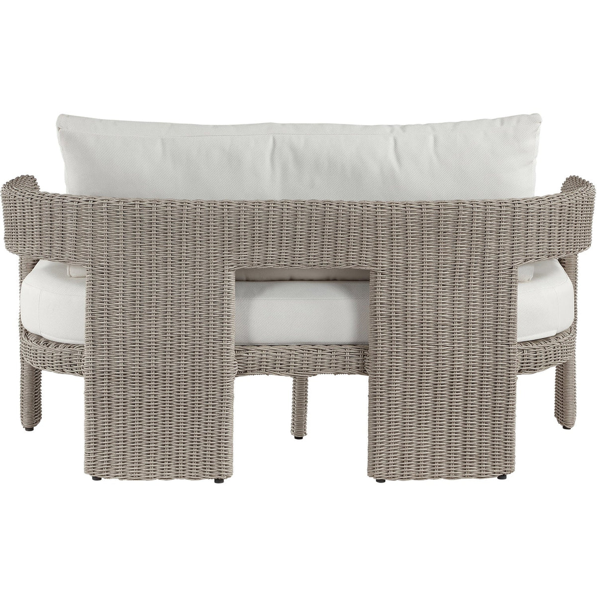 Sandbay 61.5in Cream Olefin Water Resistant Fabric And Wicker Outdoor Patio Loveseat