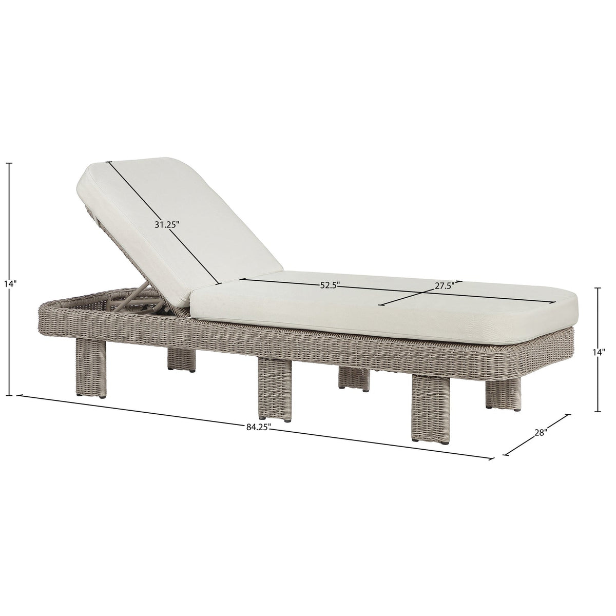 Sandbay Cream Olefin Water Resistant Fabric And Wicker Outdoor Patio Lounge Chair