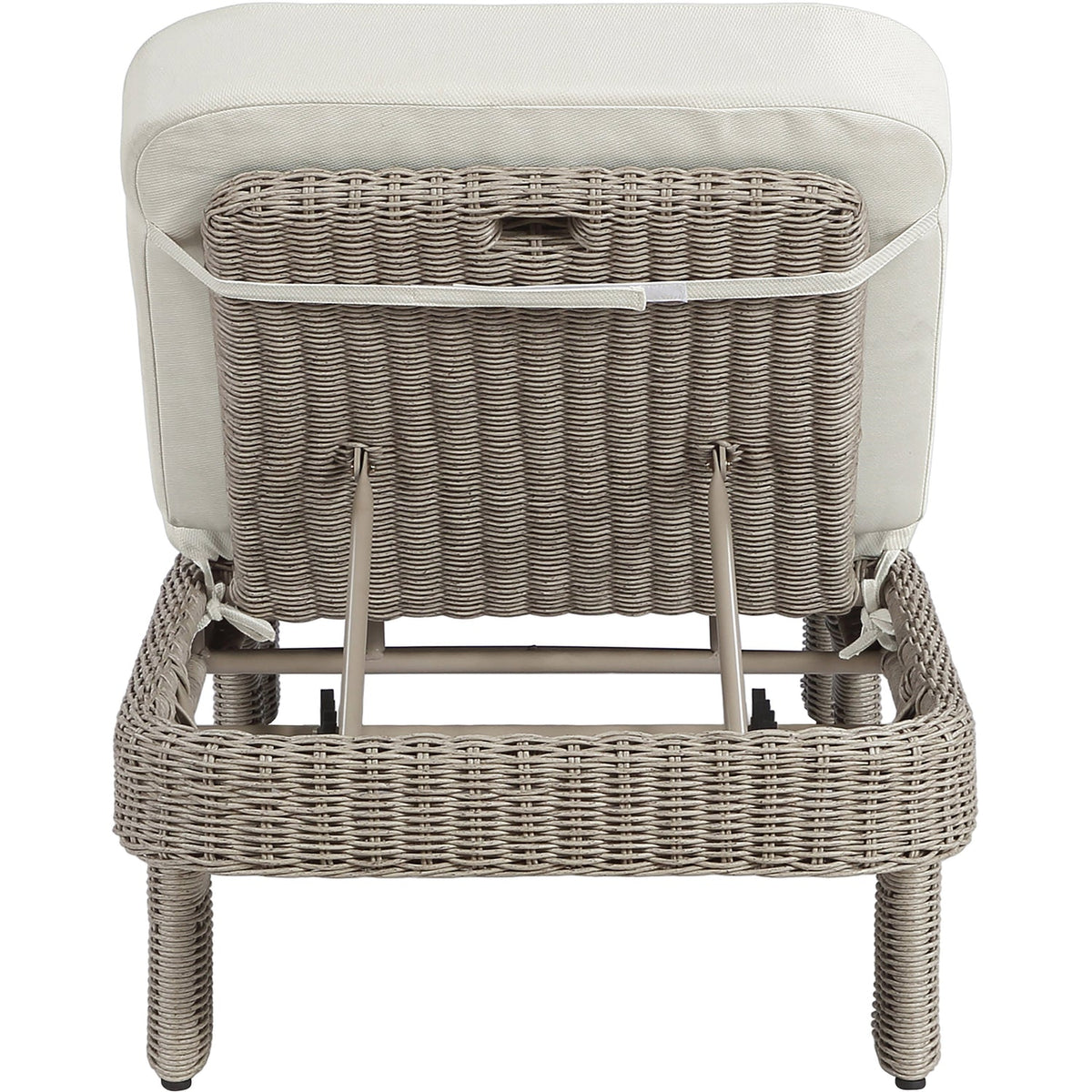 Sandbay Cream Olefin Water Resistant Fabric And Wicker Outdoor Patio Lounge Chair