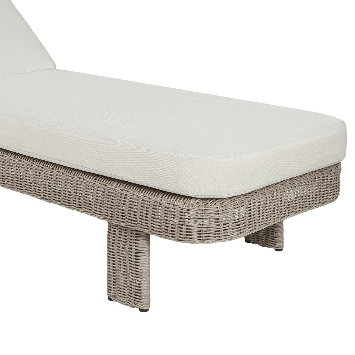 Sandbay Cream Olefin Water Resistant Fabric And Wicker Outdoor Patio Lounge Chair