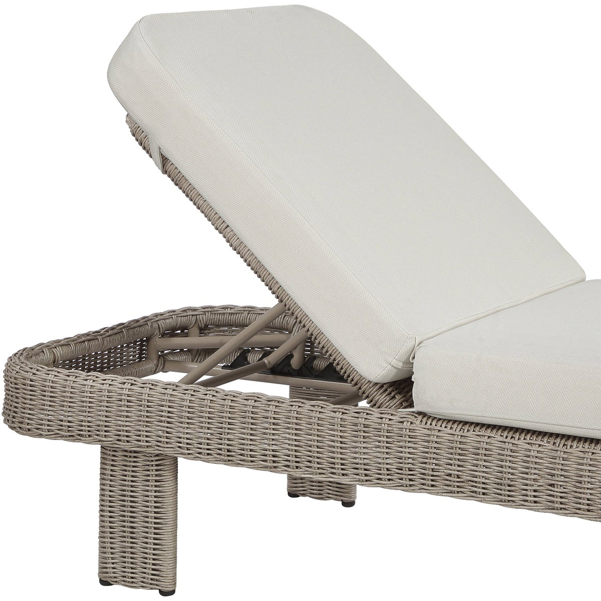 Sandbay Cream Olefin Water Resistant Fabric And Wicker Outdoor Patio Lounge Chair