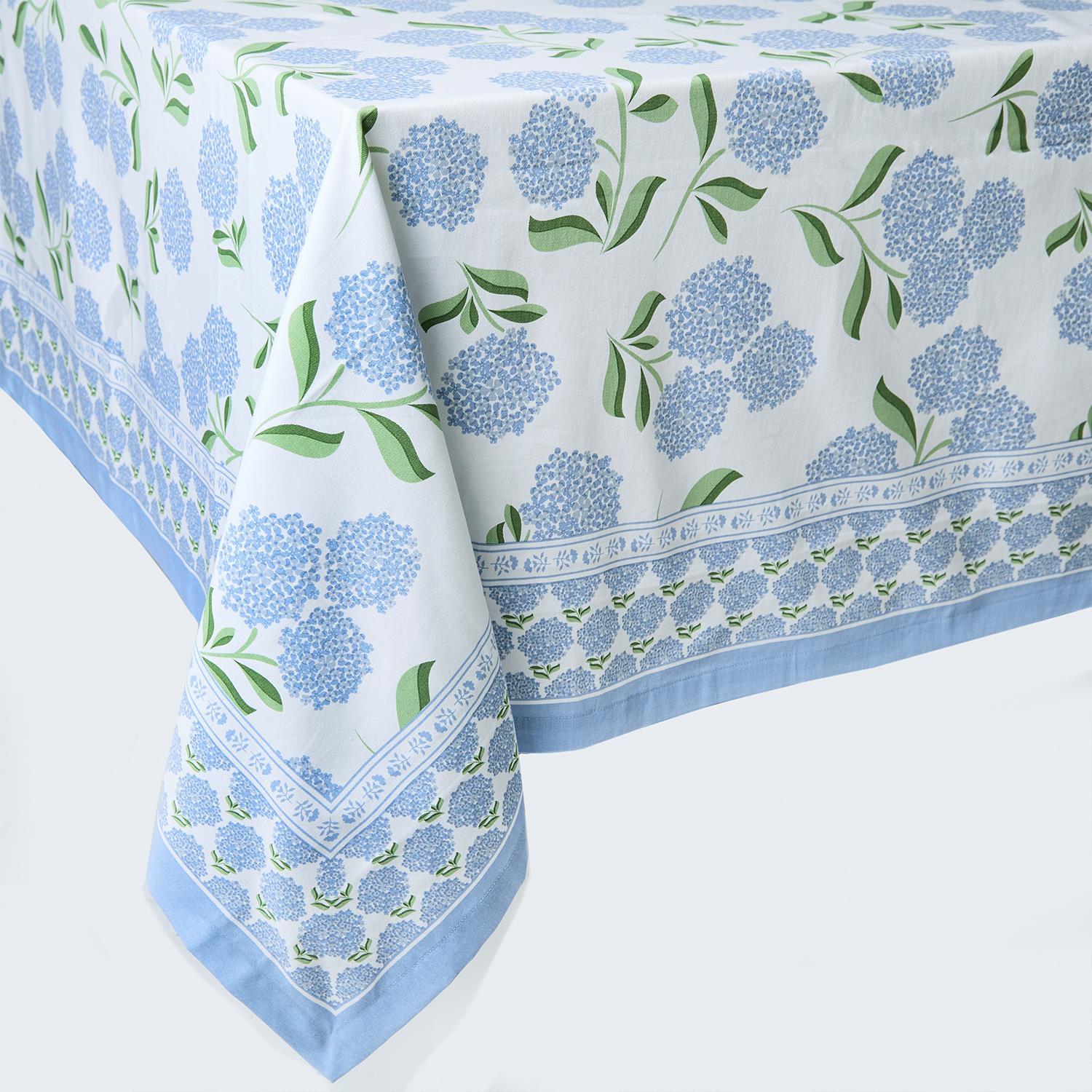 Hydrangea Block Print Design Tablecloth Set of 2