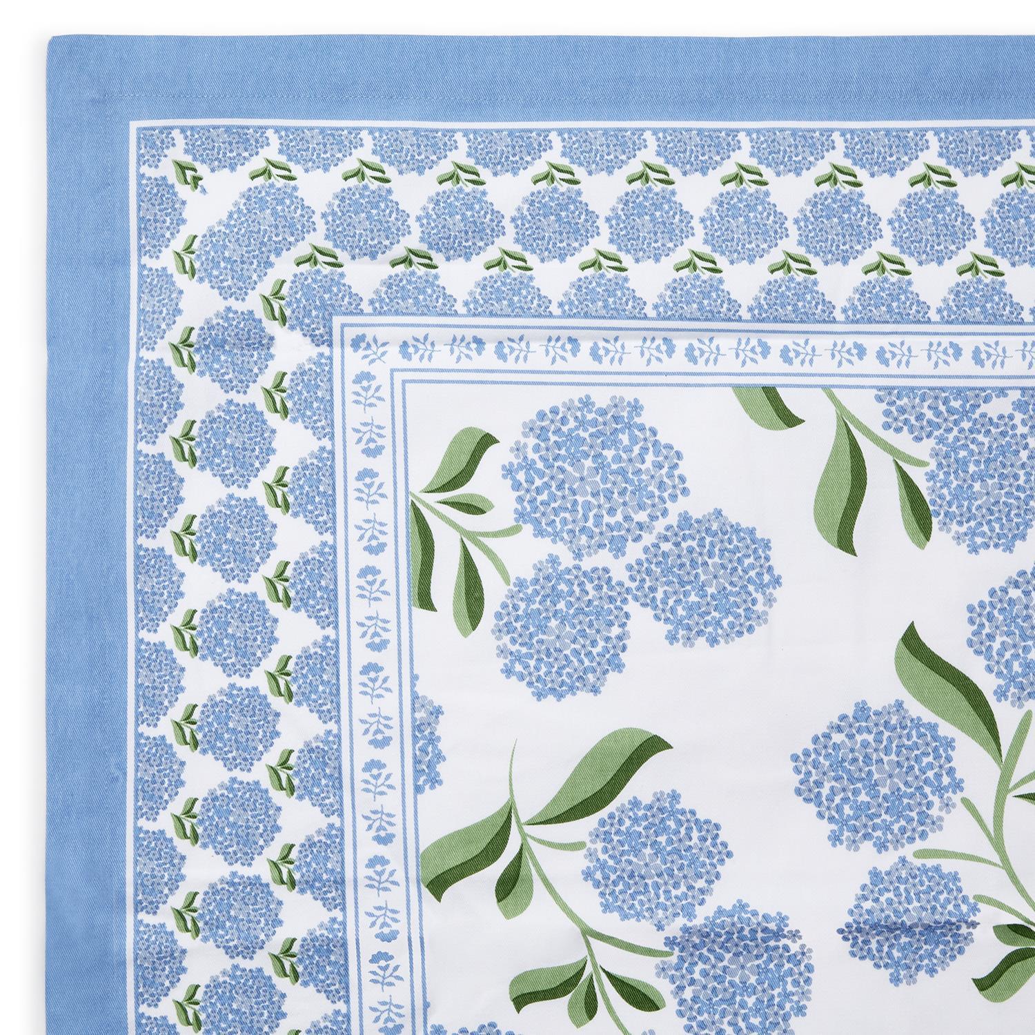 Hydrangea Block Print Design Tablecloth Set of 2
