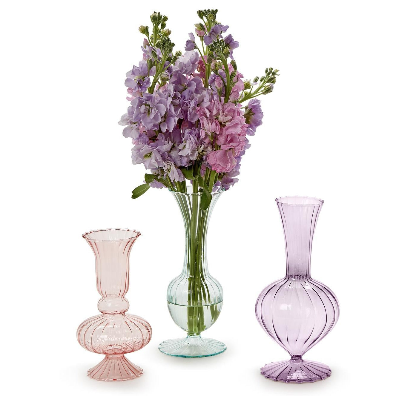 Swirl Hand Blown Glass Vase Set of 3