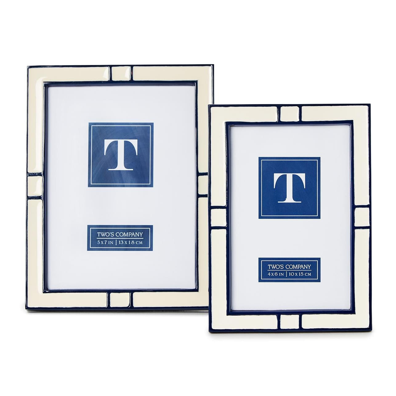 Navy and Cream Photo Frame Set of 2