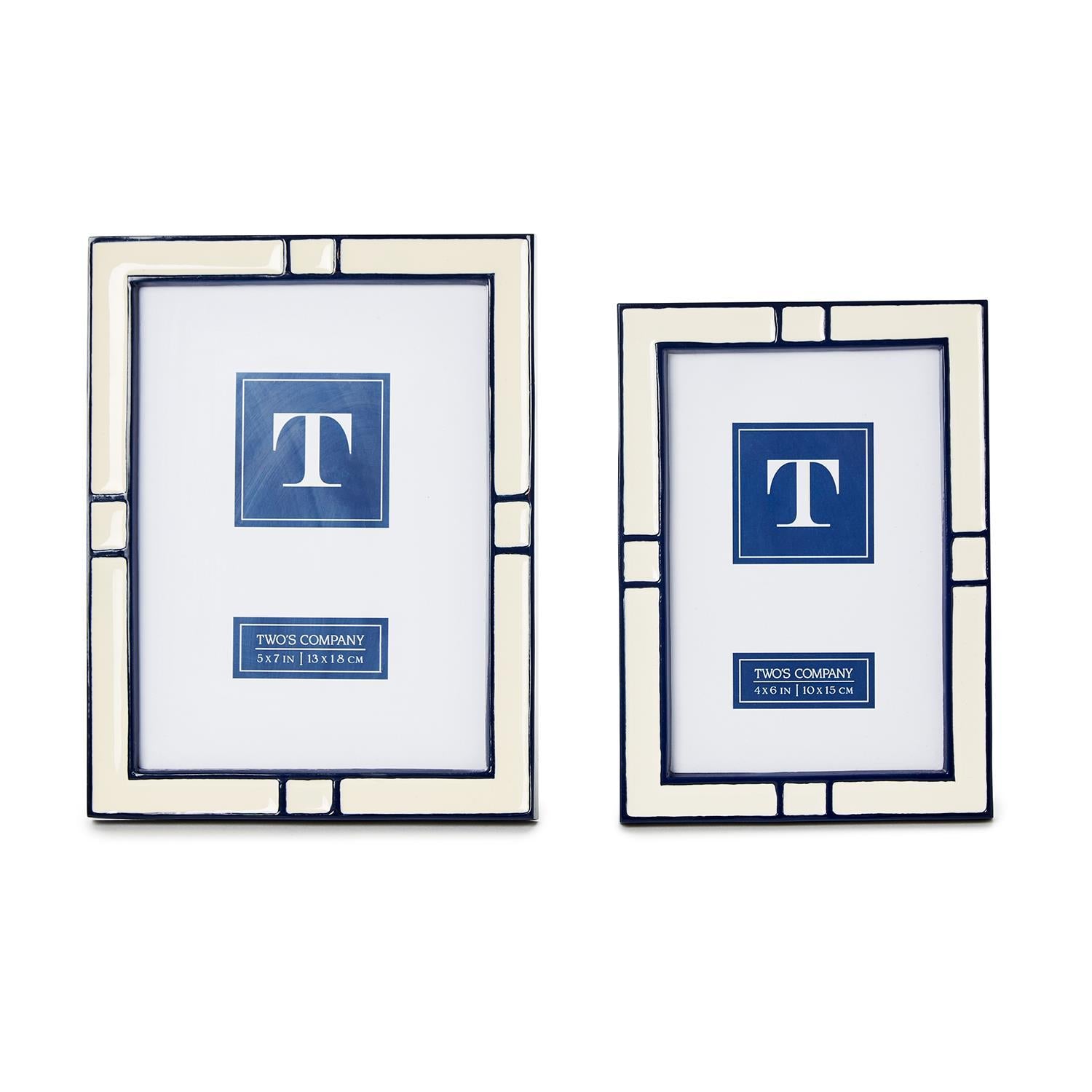 Navy and Cream Photo Frame Set of 2