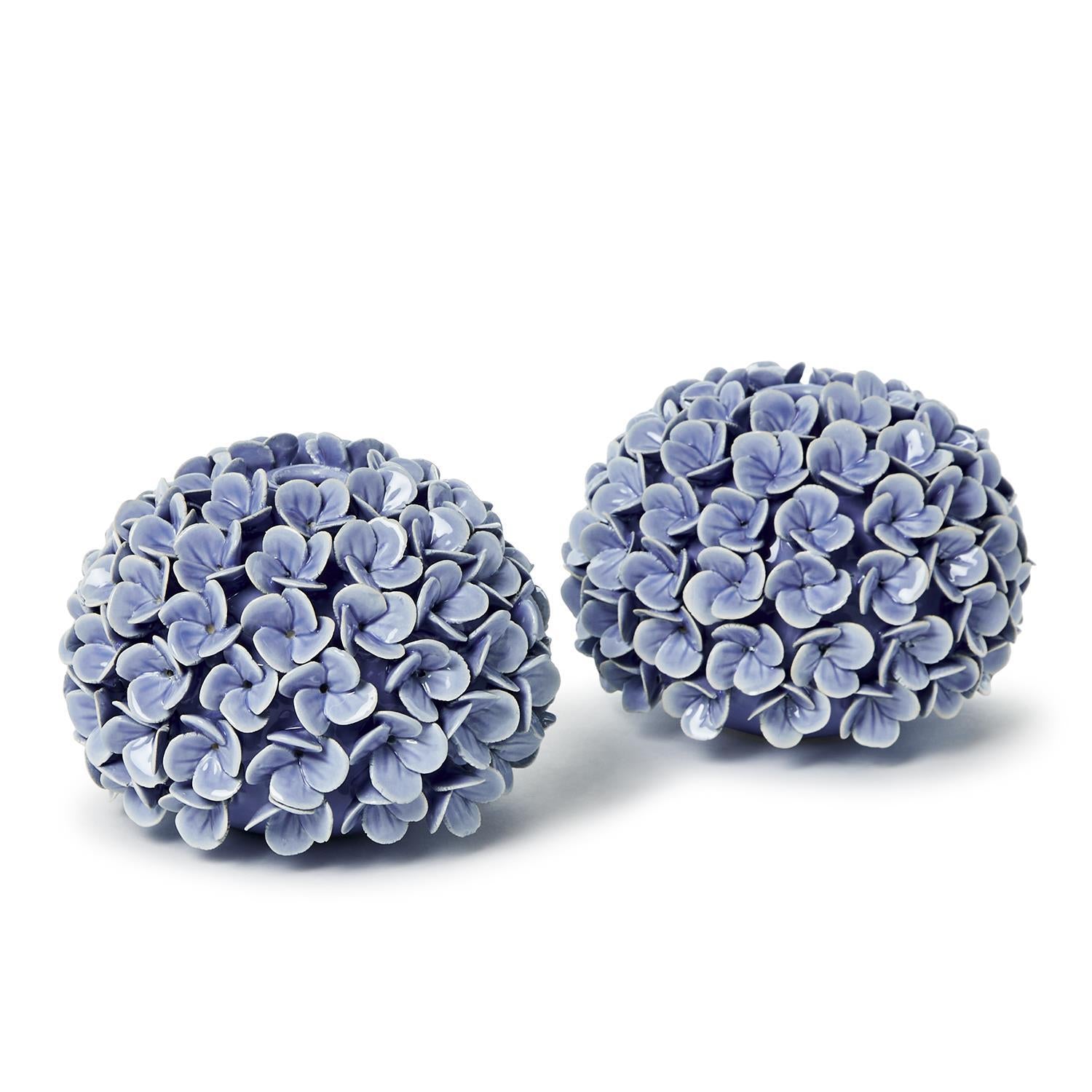 Hydrangea Flower Bud Vase/Taper Candle Holder Set of 2