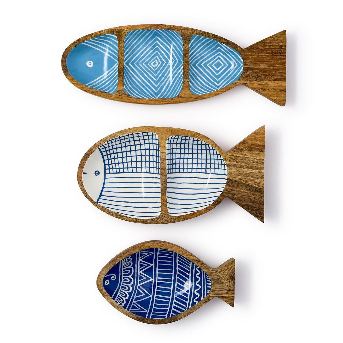 Hand-Crafted Fish Tray Set of 3