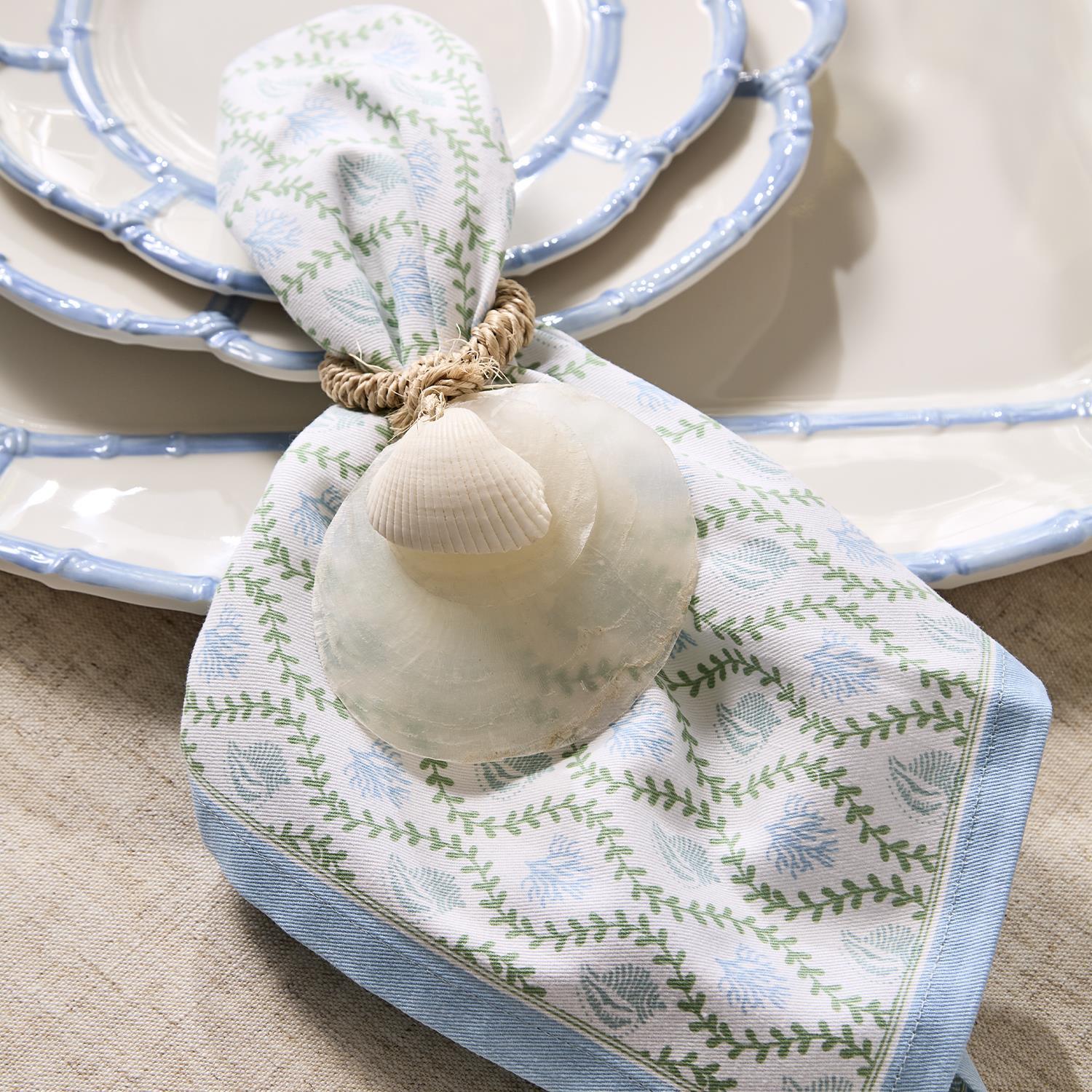 Coral Reef Block Print Cloth Napkin Set of 4