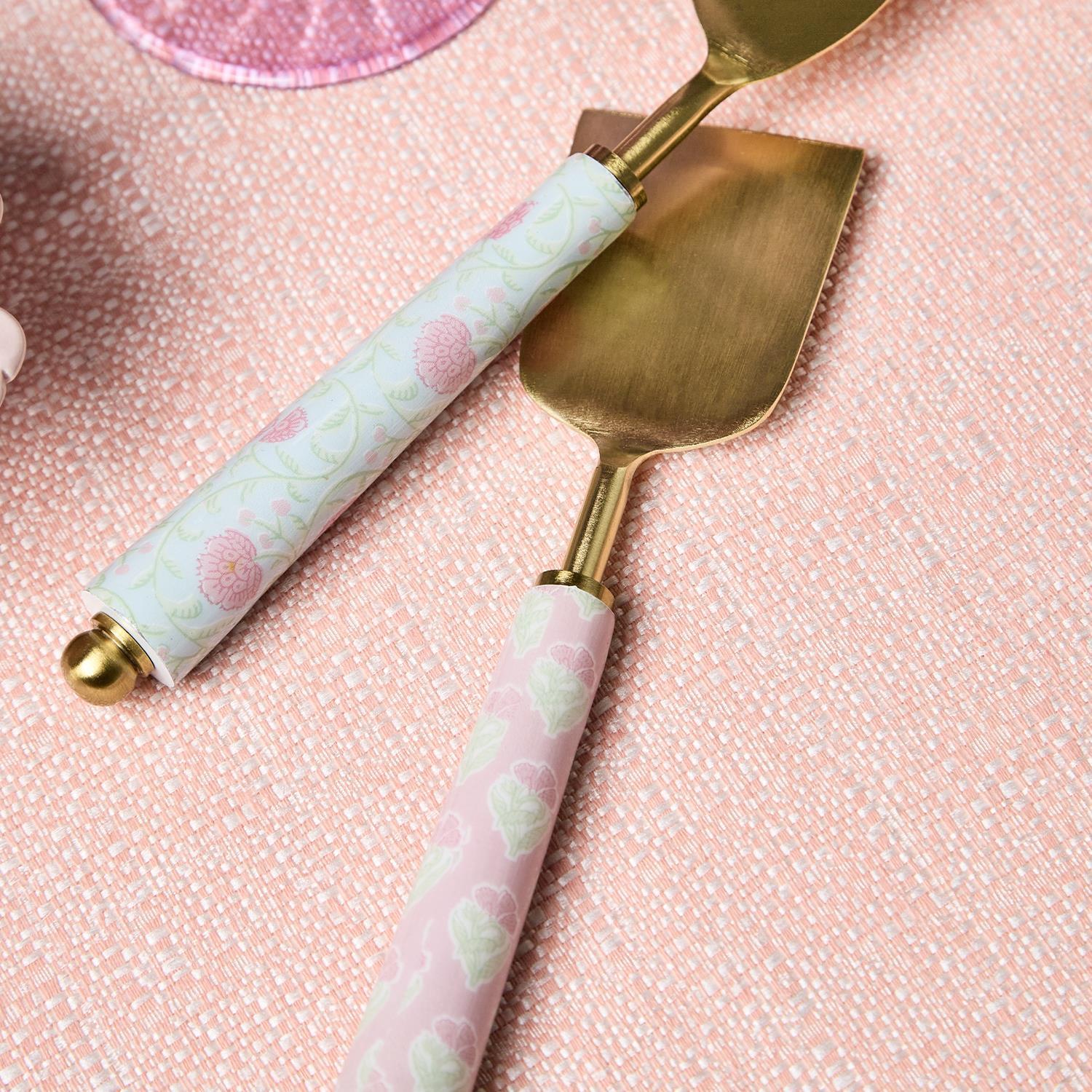 Floral Block Print Cheese Knives Set of 3