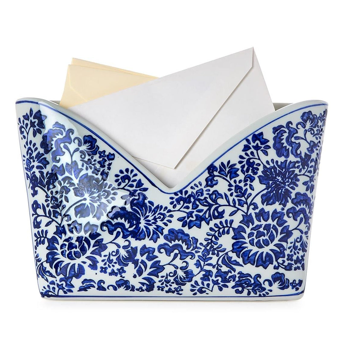 Chinoiserie Blue and White Floral Letter Holder