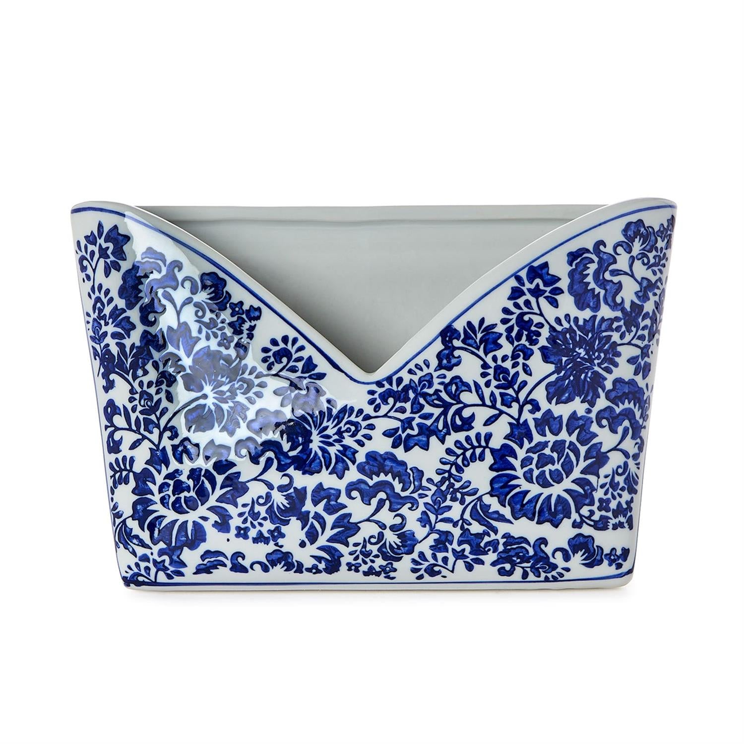 Chinoiserie Blue and White Floral Letter Holder