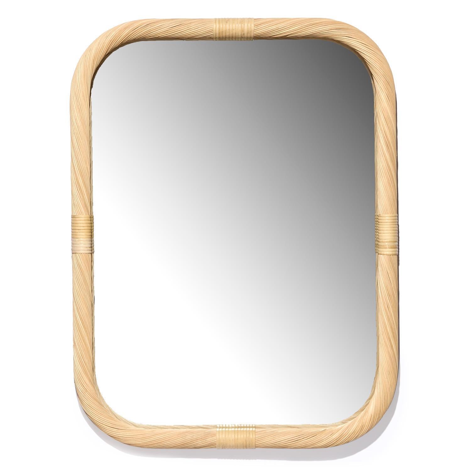 Hand-Crafted Rattan Rectangle Wall Mirror