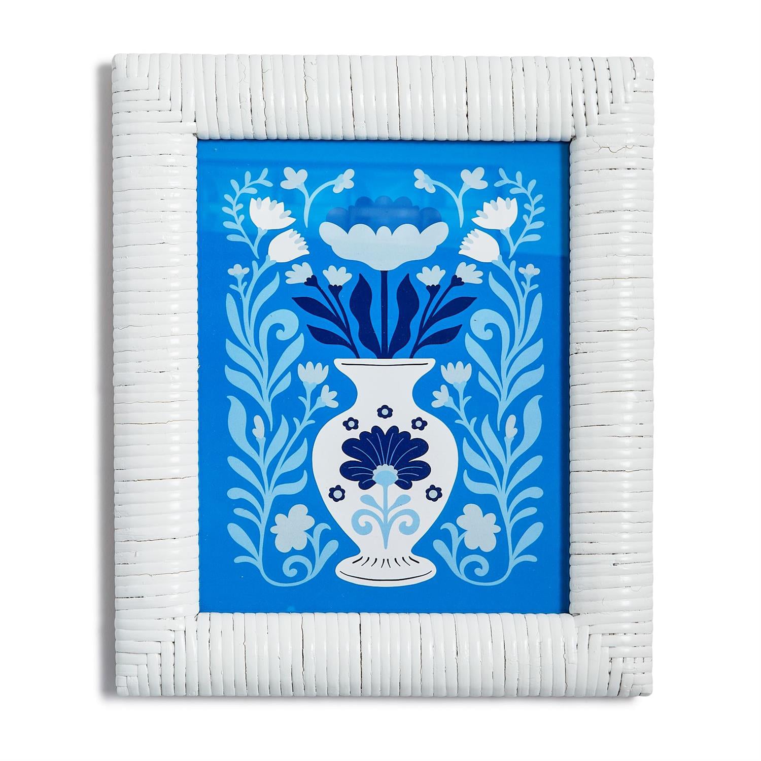 Chinoiserie Blue and White Framed Wall Art Set of 4