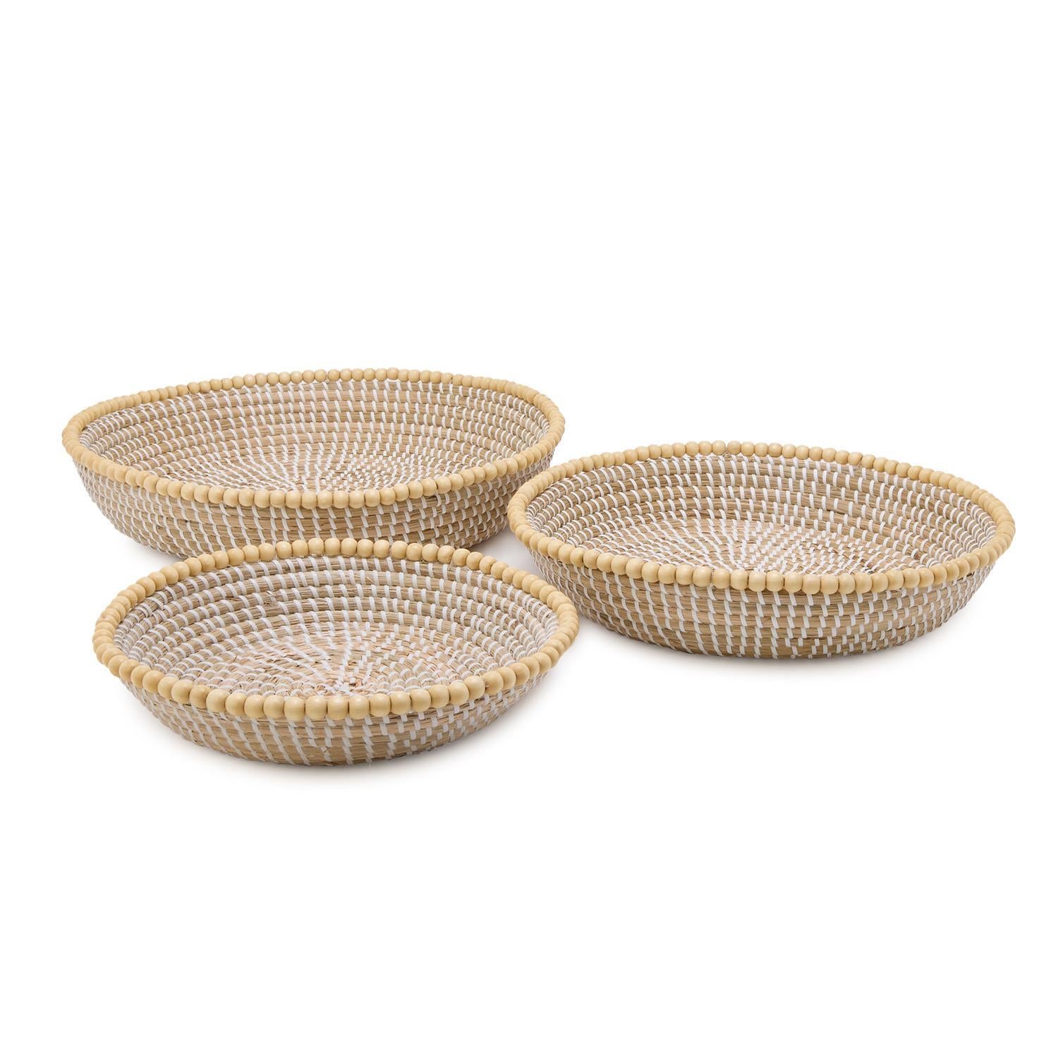 Natural Seagrass Round Tray Set of 3