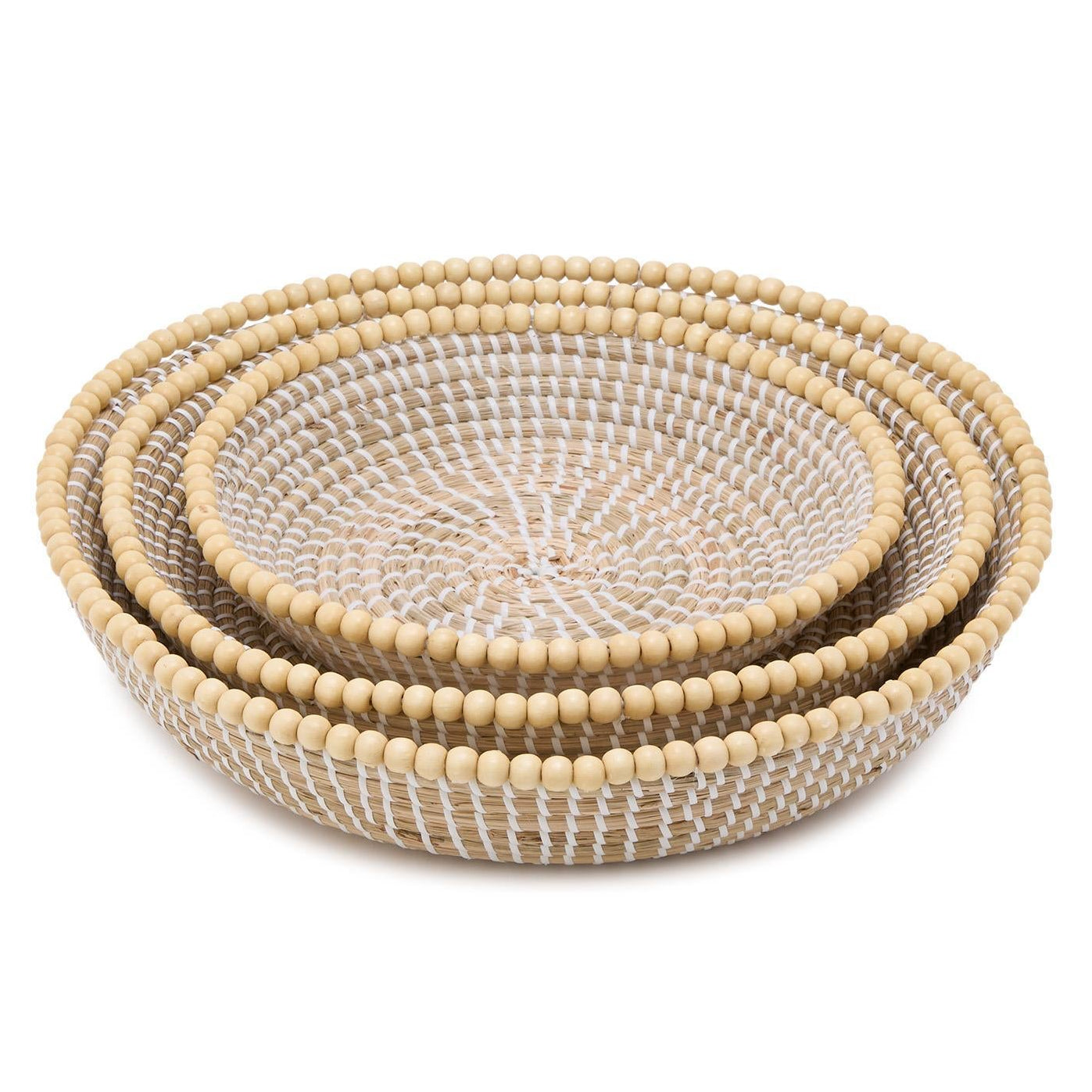 Natural Seagrass Round Tray Set of 3