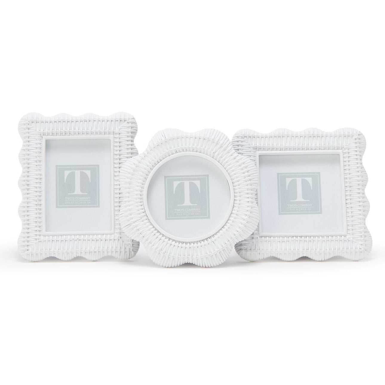 Scalloped Rattan Weave Frame Set of 3