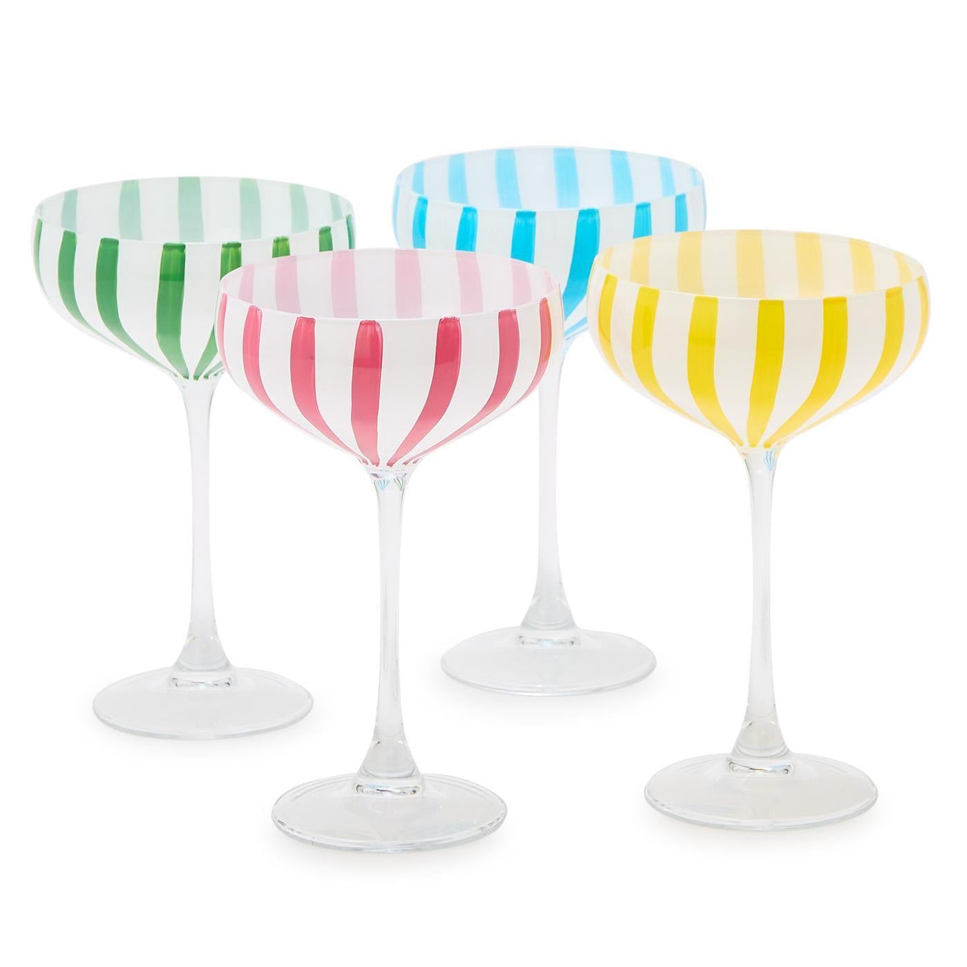Stripe Hand-Painted Coupe Glass Set of 4