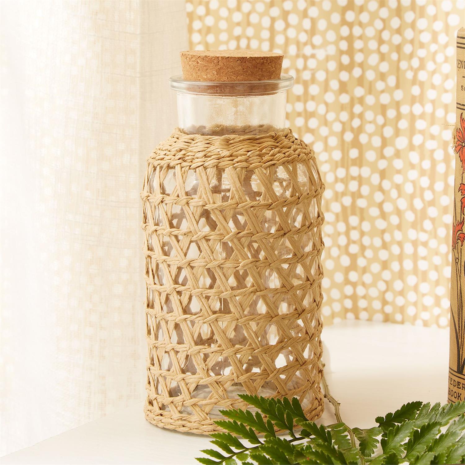 Natural Lattice Wrapped Decorative Jar Set of 3