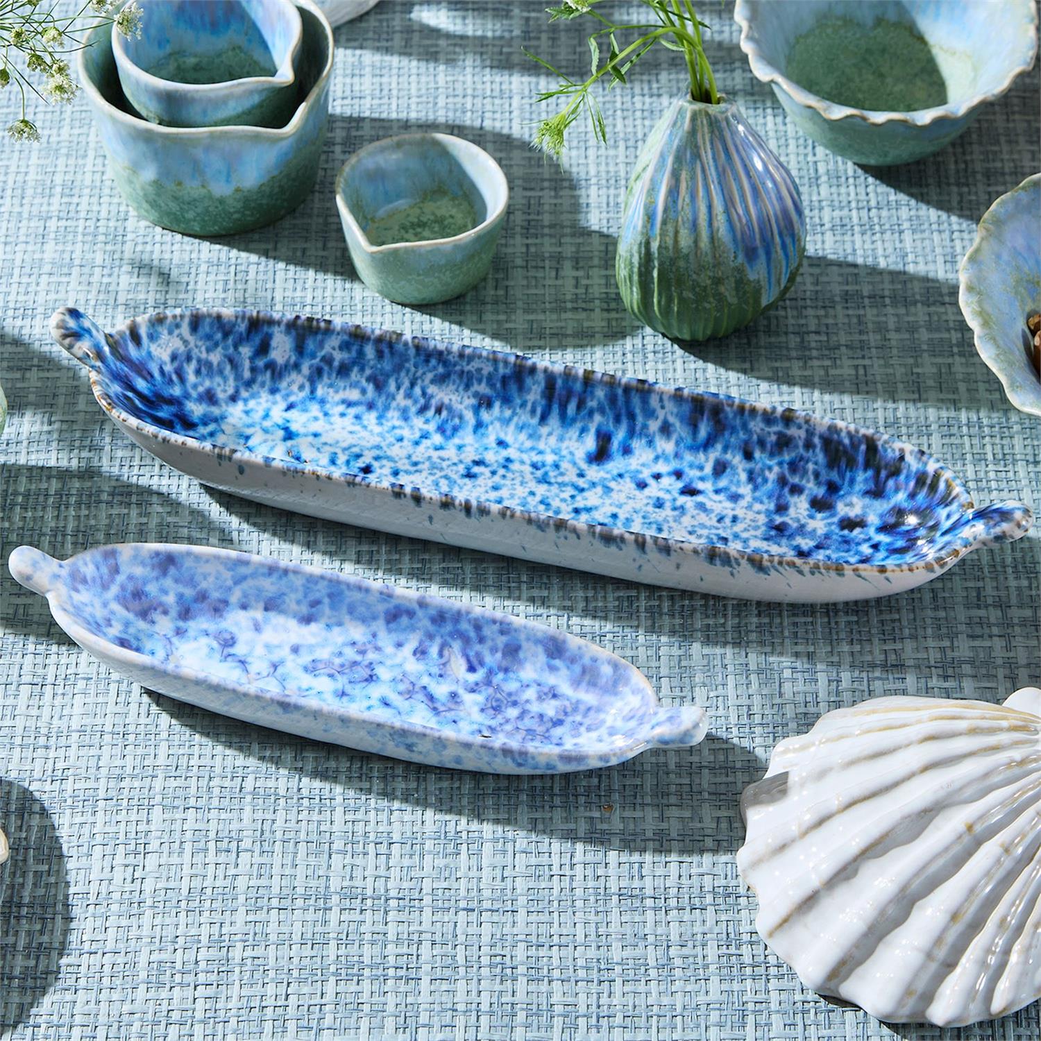 Reactive Glaze Tidbit Server Set of 2