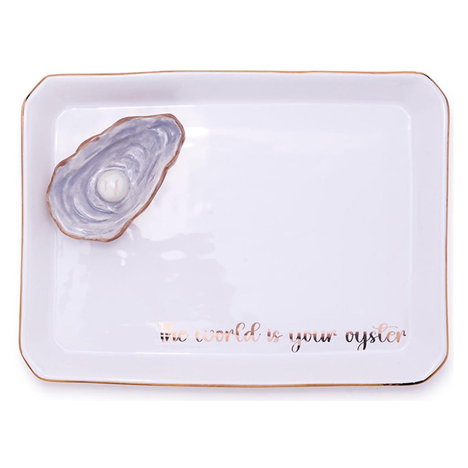 Oyster Icon Trinket Tray with Saying in Gift Box