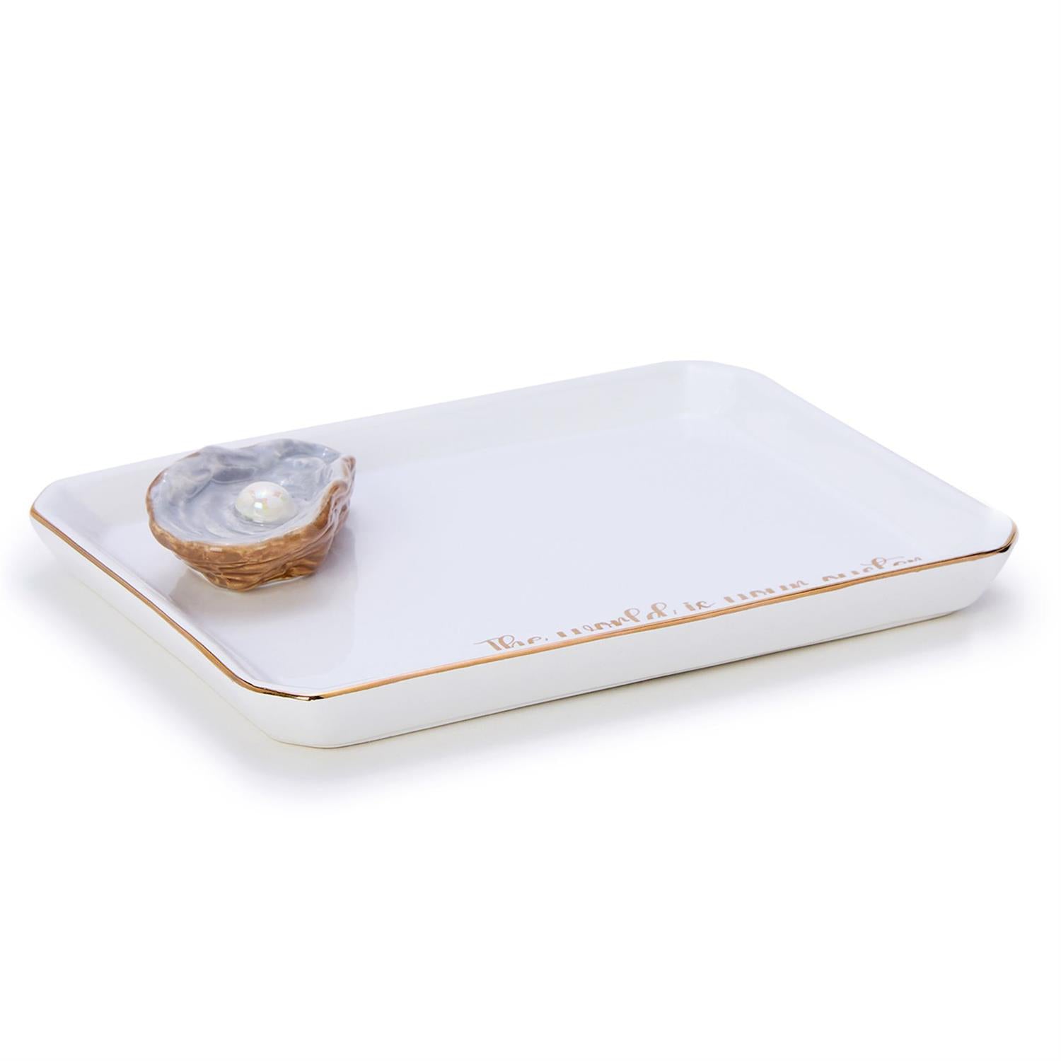 Oyster Icon Trinket Tray with Saying in Gift Box