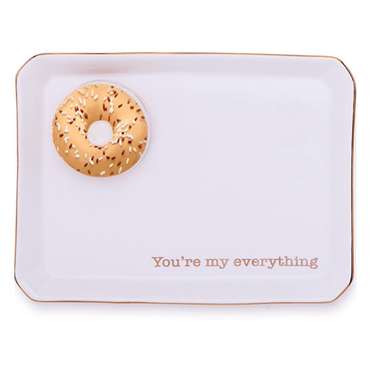 Bagel Icon Trinket Tray with Saying in Gift Box