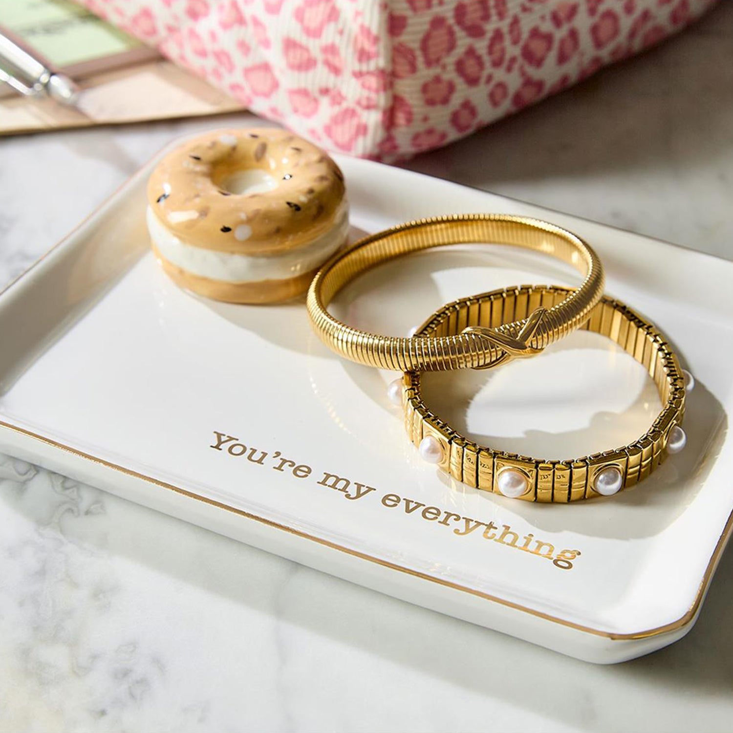Bagel Icon Trinket Tray with Saying in Gift Box