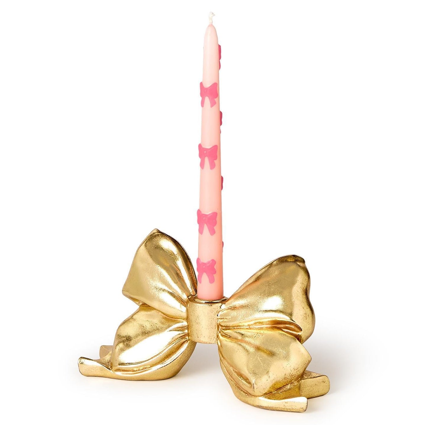 Large Gold Bow Taper Candleholder