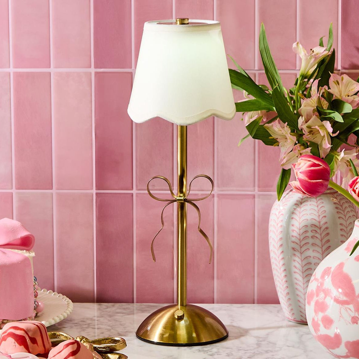 Gold Bow LED Portable Cordless Table Lamp