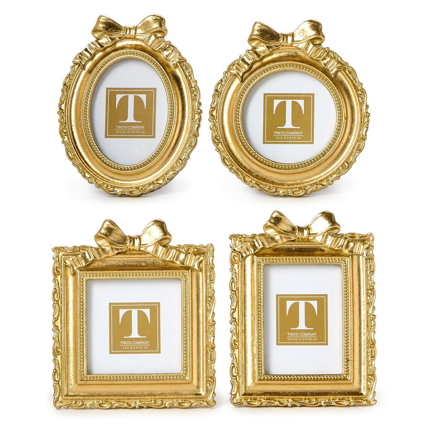 Bow Vintage Gold Mini Photo Frame Set of 4