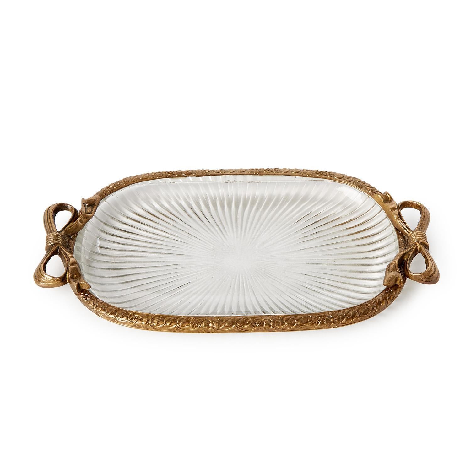 Bow Antiqued Gold Tray