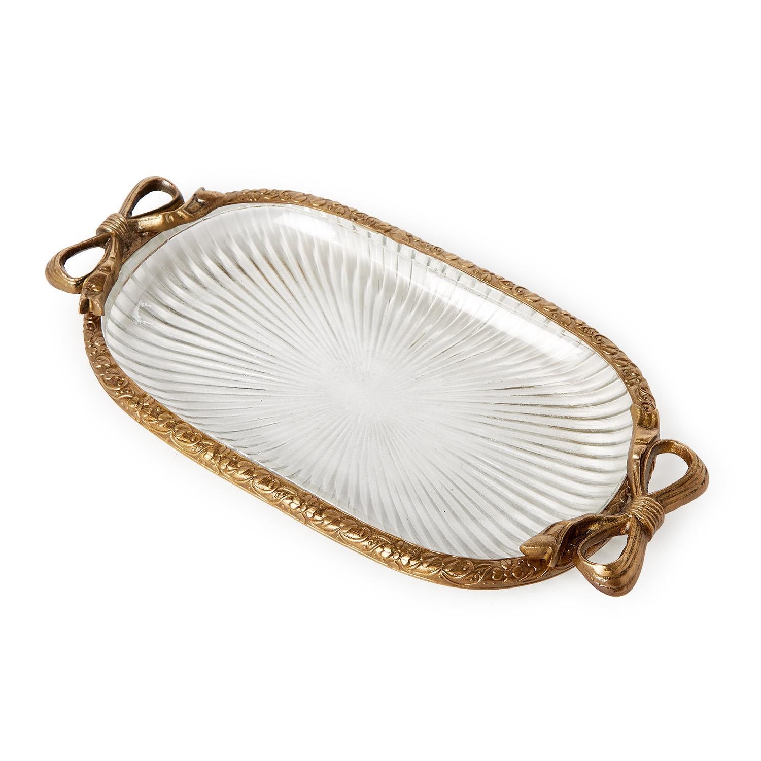 Bow Antiqued Gold Tray