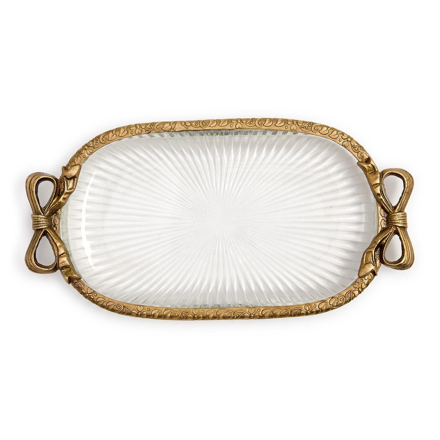 Bow Antiqued Gold Tray