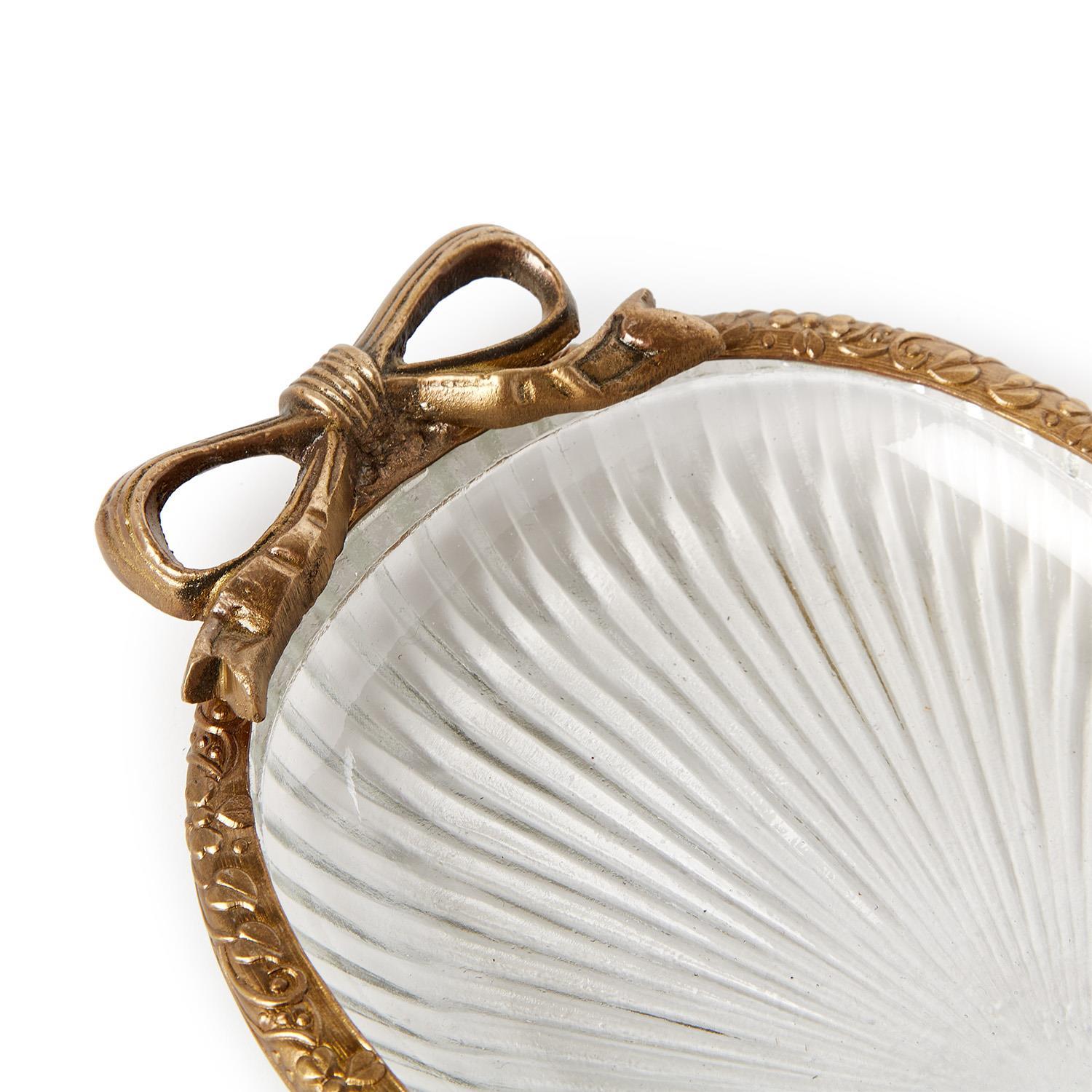 Bow Antiqued Gold Tray
