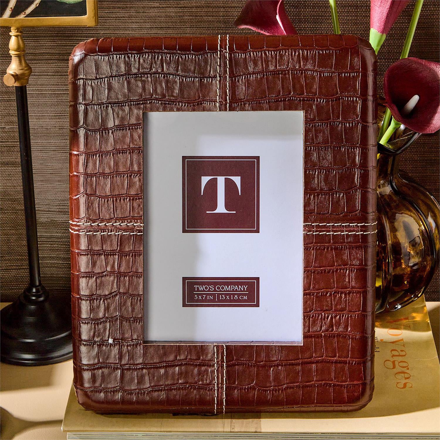 Chestnut Leather Reptile 5in x 7in Photo Frame