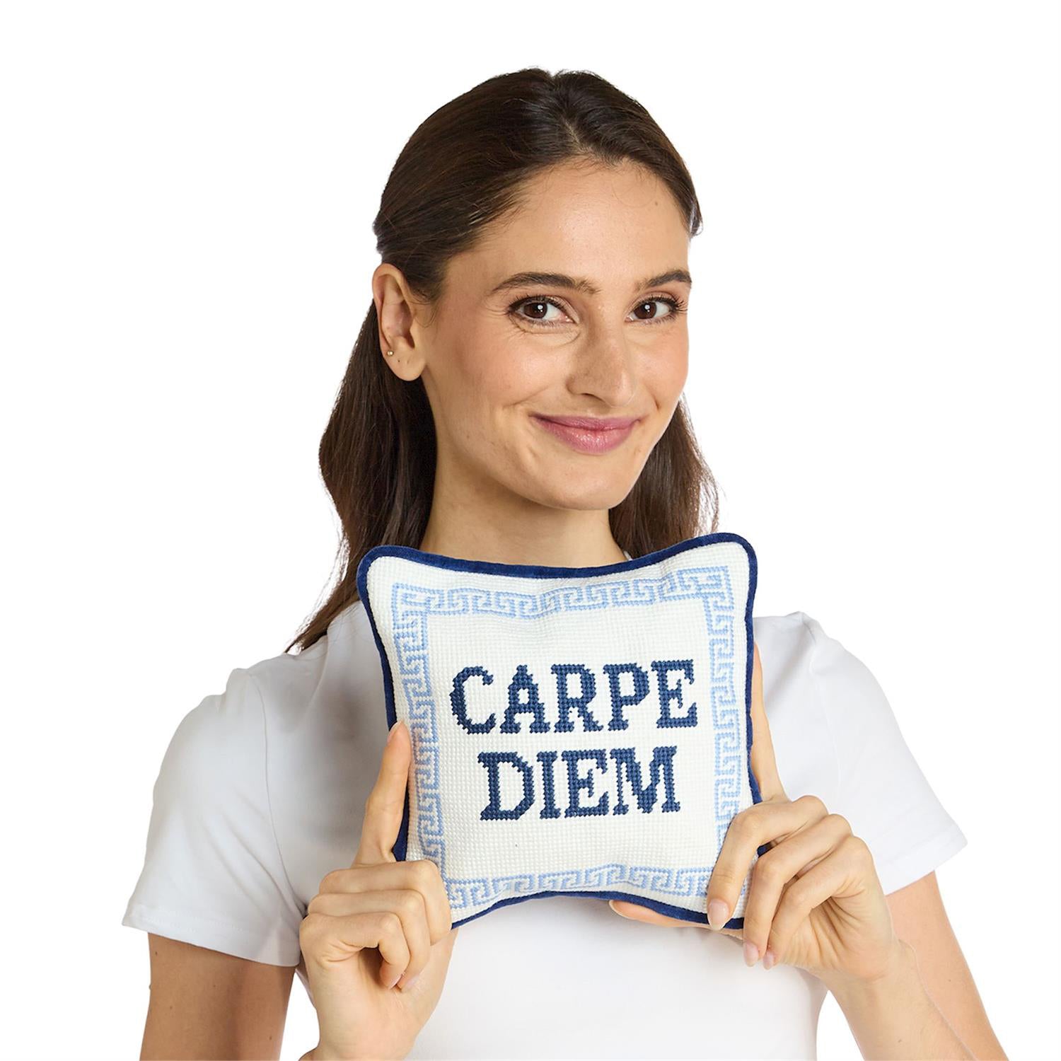 Carpe Diem Needlepoint Pillow
