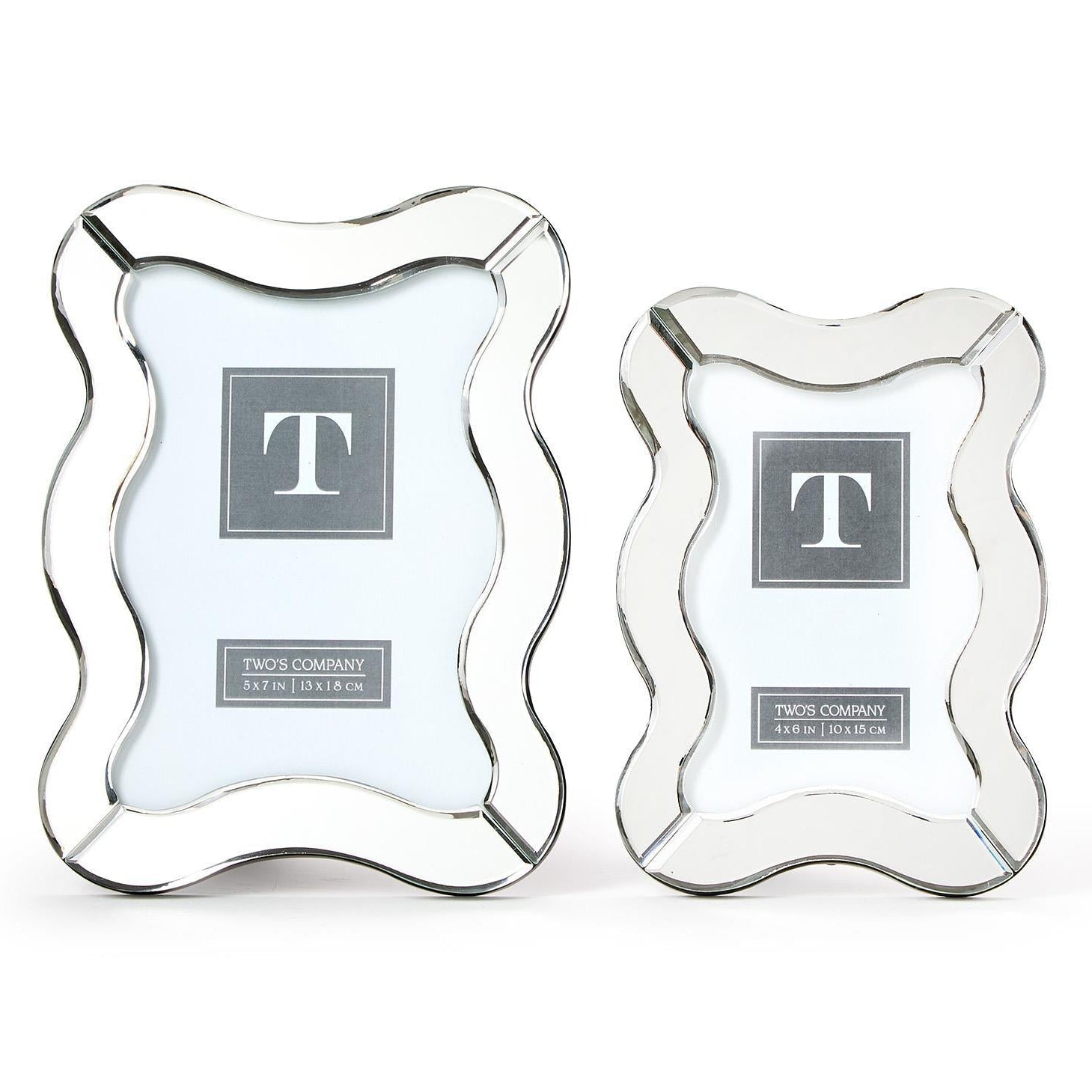 Scalloped Cut Mirror Photo Frame Set of 2