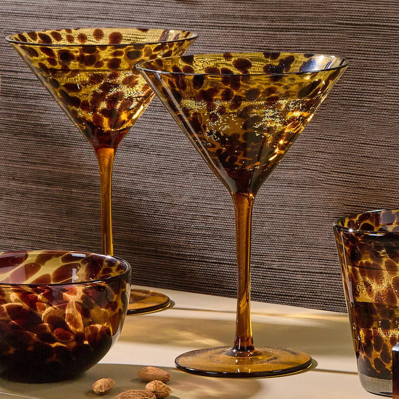 Tortoise Print Martini Glass Set of 4