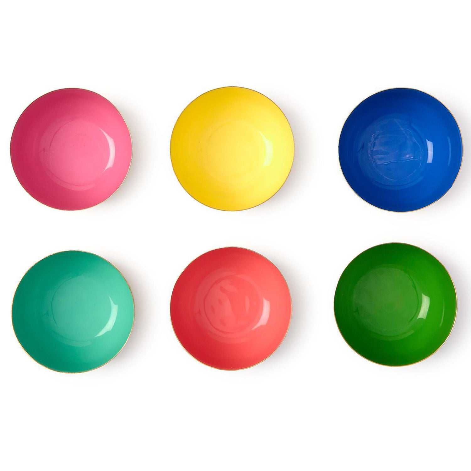 Small Metal Bowls with Enamel Set of 4