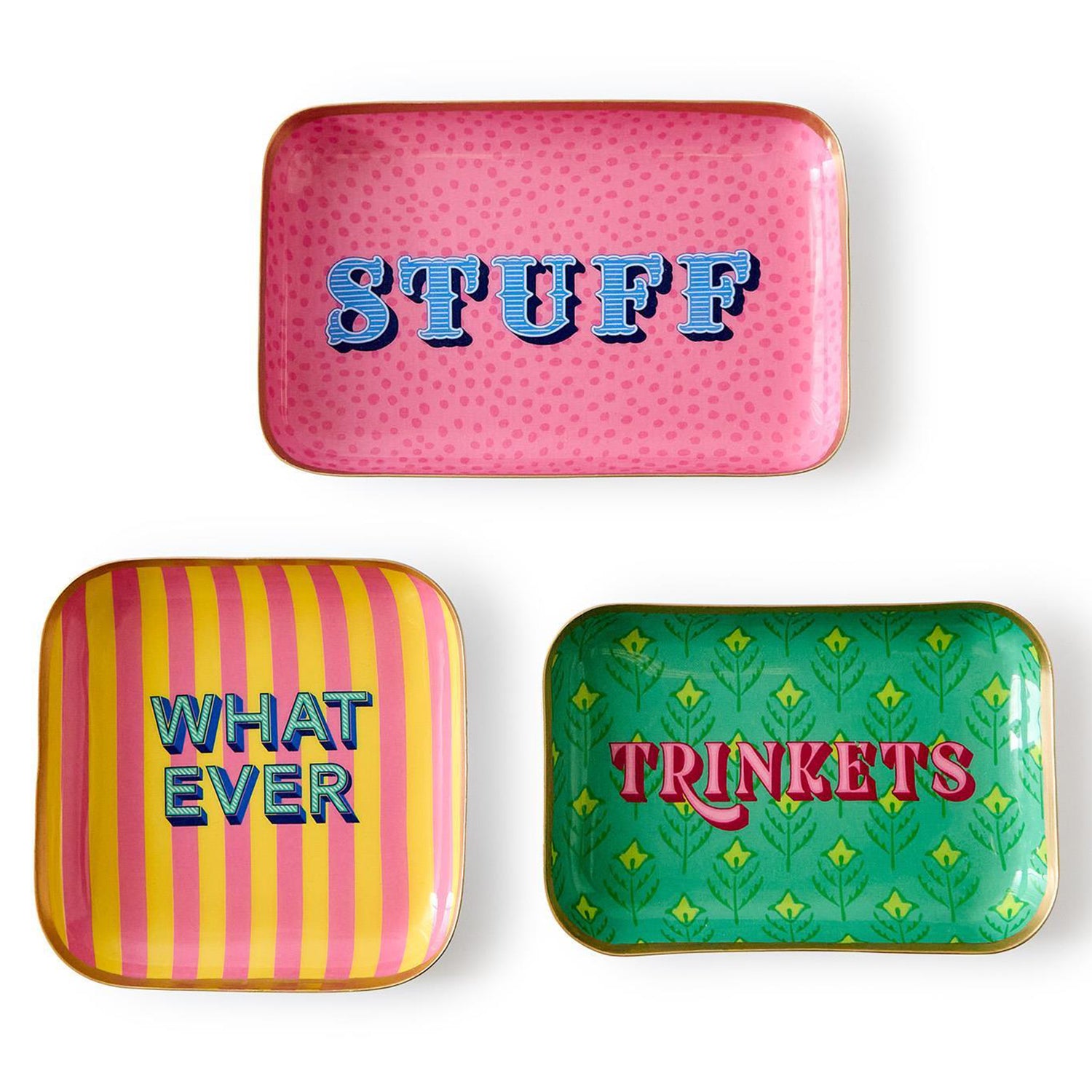 Metal Trinket Tray with Sayings Set of 3