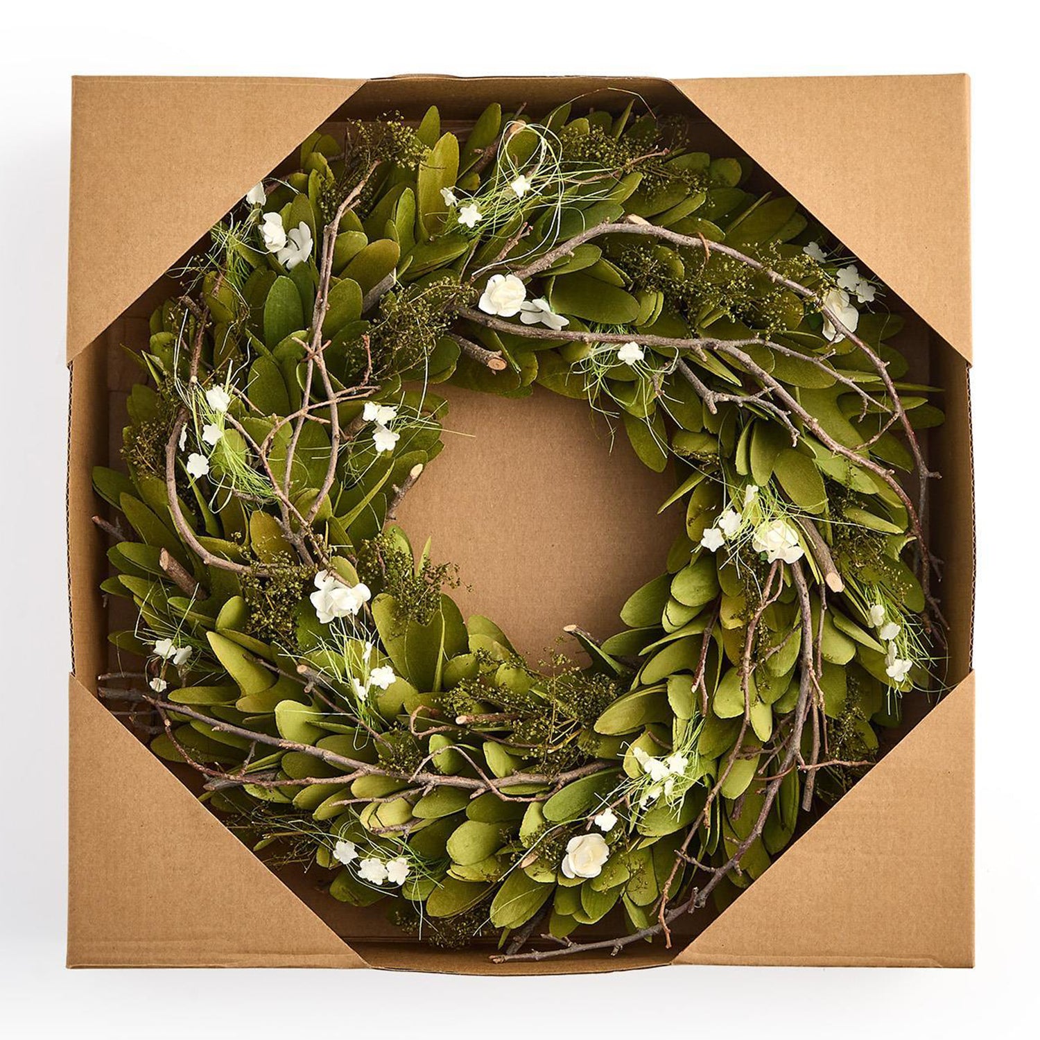 Hand-Crafted Carved Willow Wood Wreath
